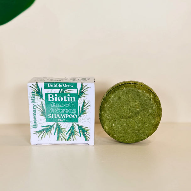 close up of nourishing shampoo bar delivers a rich lather, invigorating aromatherapy, and long-lasting results. Free from sulfates, parabens, silicones, and harsh detergents against white backdrop representing natural australian haircare.