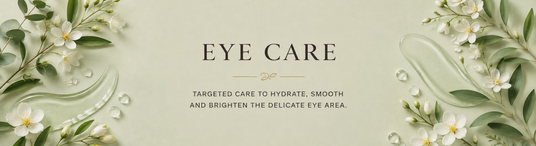 Eye Care collection banner in a light muted sage botanical style