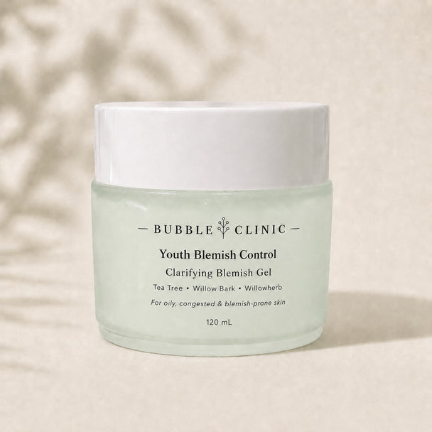 Bubble Clinic Clarifying Blemish Gel with tea tree and willow bark, 120 mL spot treatment for oily blemish-prone skin