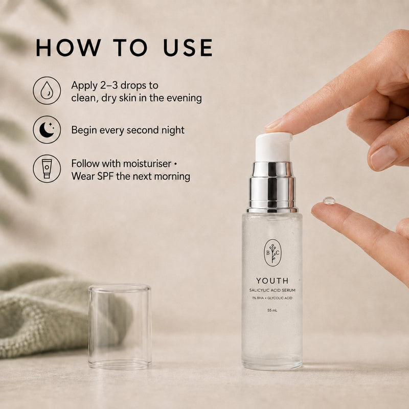How to use salicylic acid serum at night for oily, blemish-prone and congested skin