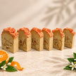 Tangerine peach 10% sulphur soap Australia lineup with volcanic sulphur and MSM handmade bars