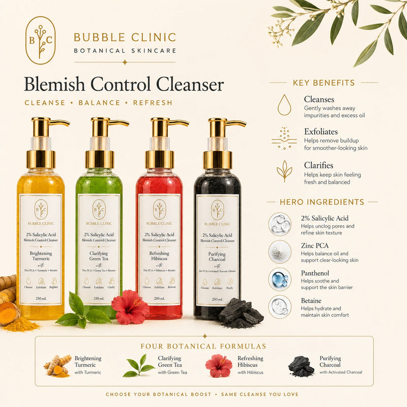 2% salicylic acid blemish control cleanser benefits and hero ingredients for oily congested skin with Zinc PCA, panthenol and betaine