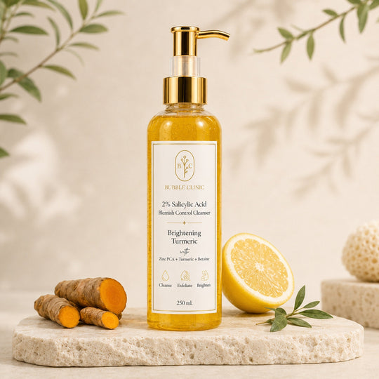 Brightening Turmeric 2% salicylic acid cleanser and BHA face wash for oily congested blemish-prone skin with Zinc PCA and betaine