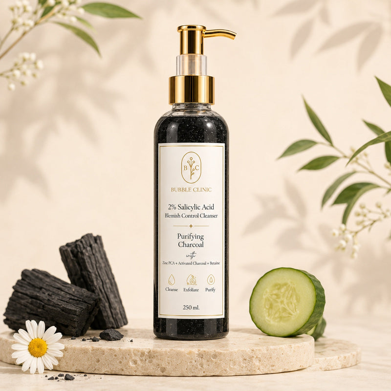 Purifying Charcoal 2% salicylic acid cleanser and exfoliating face wash for oily congested skin with activated charcoal, Zinc PCA and betaine
