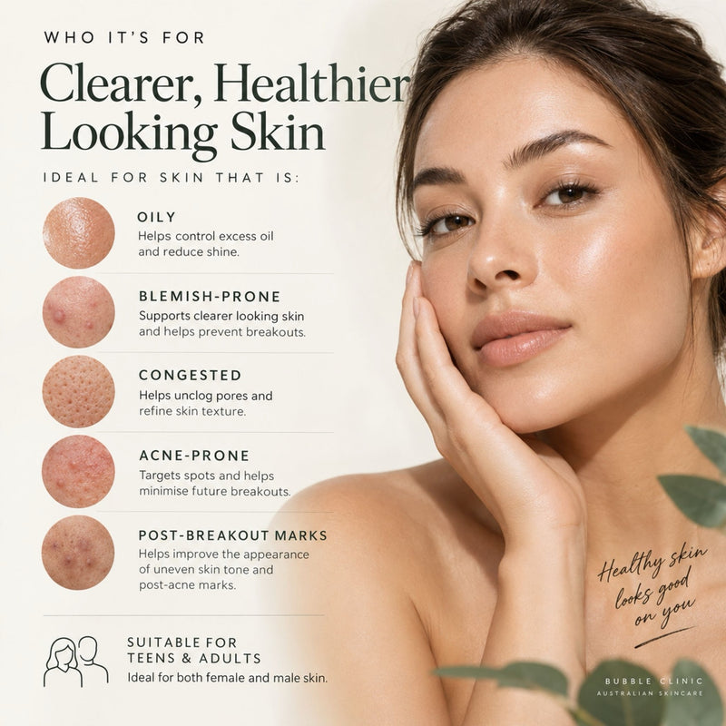 BHA cleanser for oily blemish-prone congested acne-prone skin and post-breakout marks for teens and adults