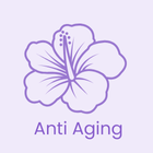 Purple flower icon with 'Anti Aging' text on a light purple background