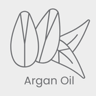 Logo of Argan Oil with a stylized leaf design on a light gray background