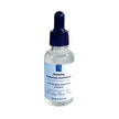 Clear serum bottle of Plumping Hyaluronic Acid Serum displayed against a white background, highlighting its clean, natural formulation and simple aesthetic.