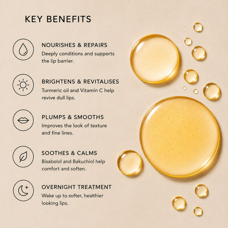 Turmeric and bakuchiol lip mask benefits for softer smoother nourished and revitalised lips
