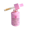 Brightening Vitamin C serum dropper resting on pink bottle – showing lightweight texture and easy application for glowing, even-toned skin.

