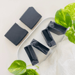 Top view of natural activated charcoal soap with with botanicals showcasing natural Australian skincare.