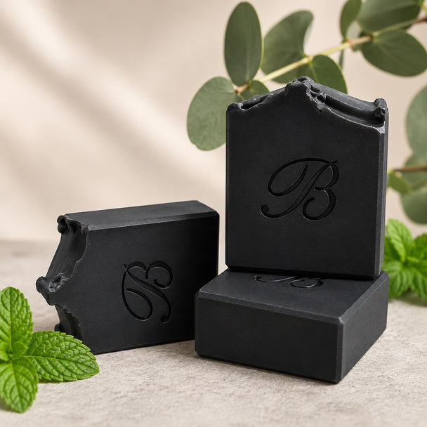 Bubble Clinic activated charcoal soap bars with tea tree, peppermint and eucalyptus