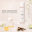 Advanced Radiance Toner with kojic acid, vitamin C and vegetable collagen ingredient highlights