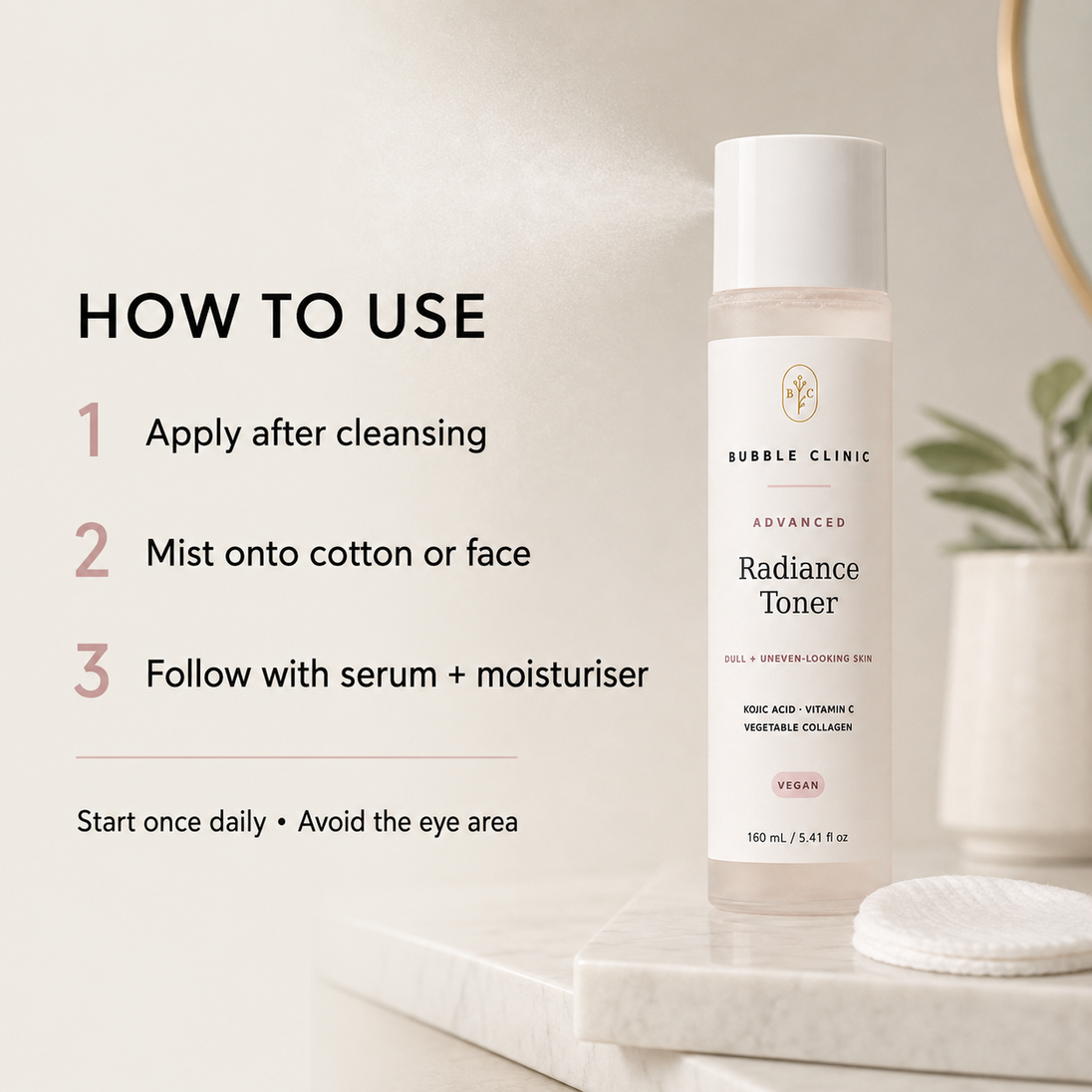 How to apply Advanced Radiance Toner after cleansing