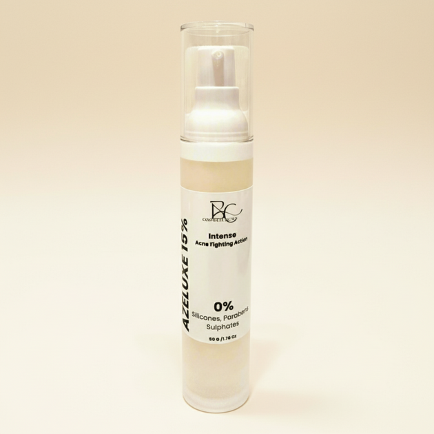 azelaic acid Skincare product bottle with label on a light beige background representing best azelaic acid cream Australia for acne