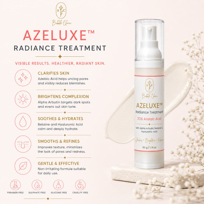 AZELUXE 20% formula with alpha arbutin, ceramide NP and squalane