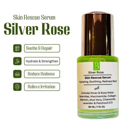 Eco Friendly, dropper bottle natural healing serum. Label lists benefits and natural ingredients. instant hydration, with hyaluronic acid, ceramide, Collagen, hyaluronic acid.