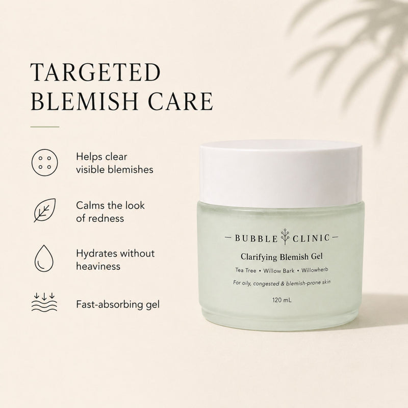 Clarifying Blemish Gel benefits for visible blemishes, redness and oily congested skin