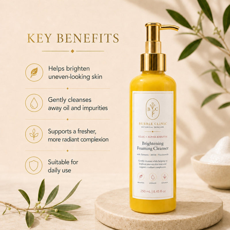 Brightening face wash benefits with 2% kojic acid, 1% alpha arbutin and turmeric