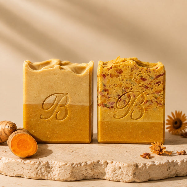 Two Tone and Terazzo Gold Top Turmeric Vitamin C Kojic Acid soap variants by Bubble Clinic