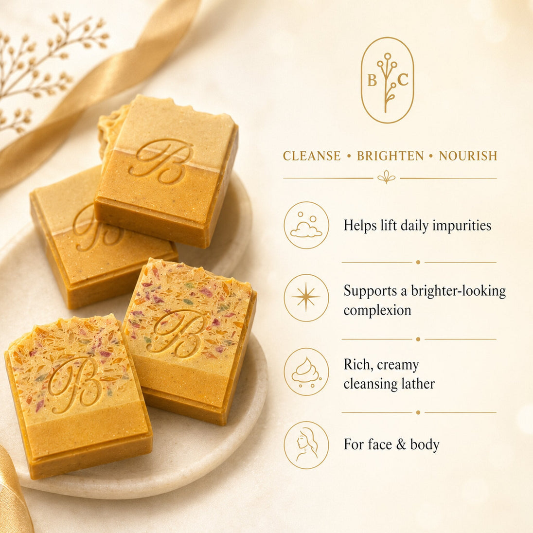 Turmeric Vitamin C Kojic Acid soap benefits for cleansing, nourishing and a brighter-looking complexion