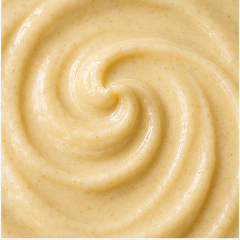 Lightweight exfoliating facial cream texture with fine bamboo exfoliator