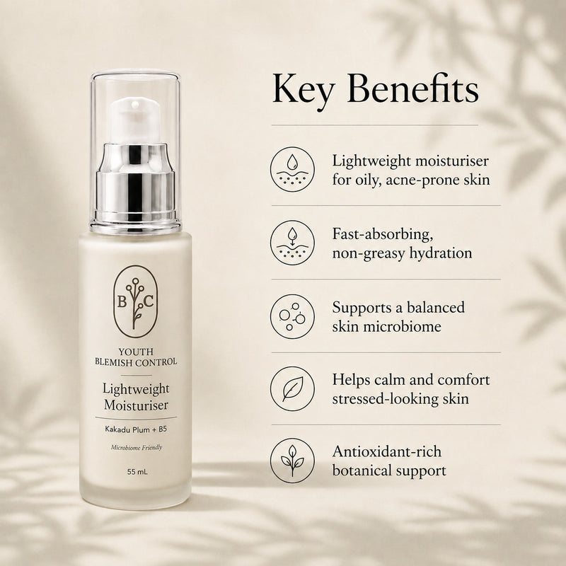 Moisturiser for oily skin and acne-prone skin – lightweight non-greasy Bubble Clinic Youth Blemish Control key benefits