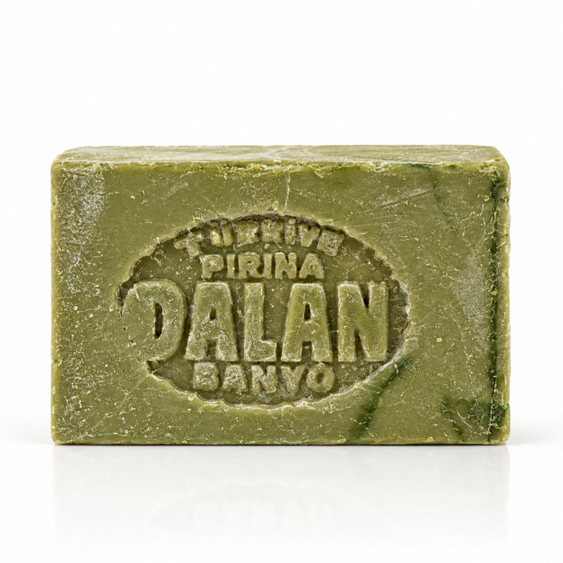 Dalan Pirina traditional Turkish olive oil soap 180g product hero on a clean light background