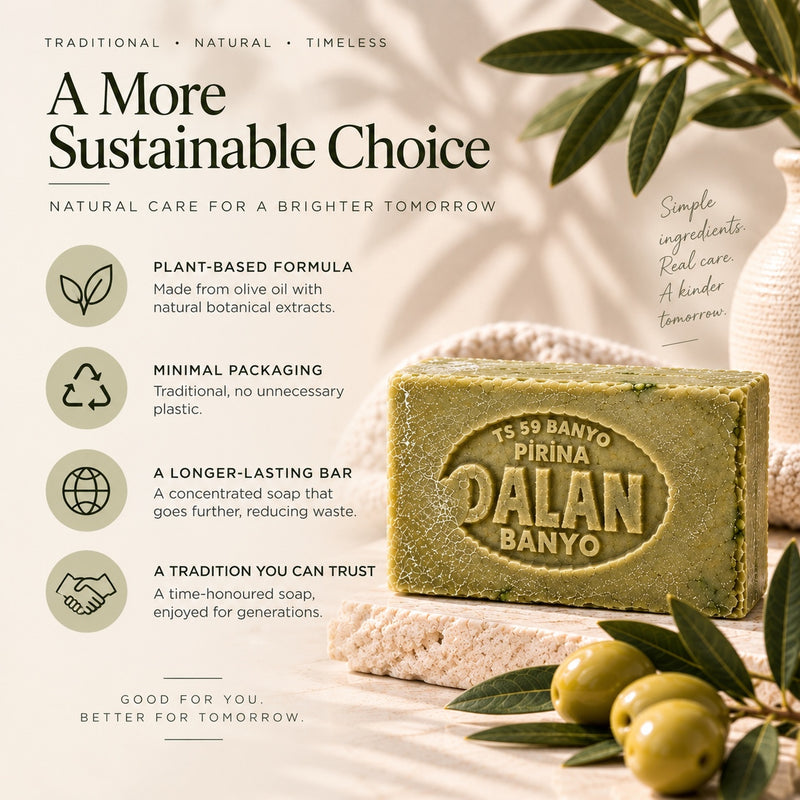 Traditional Turkish olive oil soap 180g solid bar with minimal packaging
