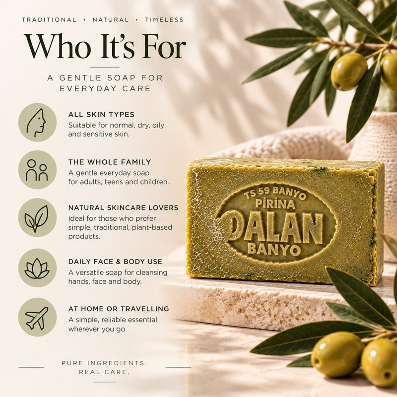 Traditional Turkish olive oil soap 180g for everyday hand and body cleansing