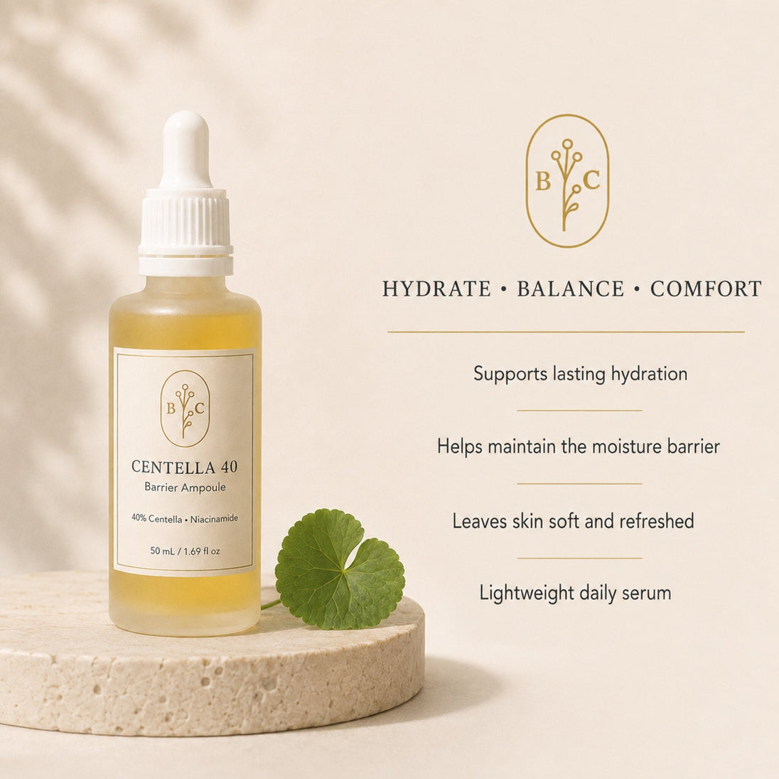 Hydrating formula features of Bubble Clinic Centella 40% Barrier Ampoule