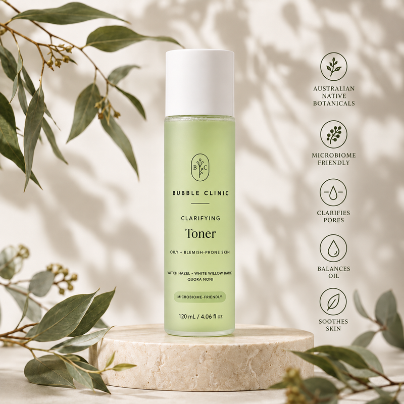 Clarifying toner for oily and blemish-prone skin with Australian botanicals