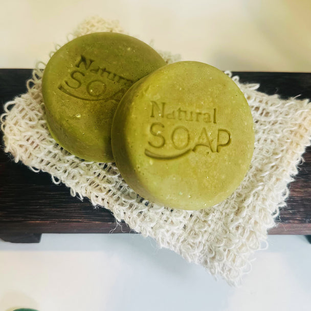 small sulphur bar options acne and rosacea natural remedy - infused with ayuverdic herbs including comfrey, wheatgrass, spirulina and moringa - 2 on organic tray and soap saver. 