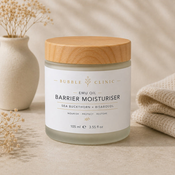 Bubble Clinic emu oil barrier moisturiser 105 mL with sea buckthorn and bisabolol