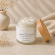 Emu oil barrier moisturiser 105 mL open jar showing rich cream texture with sea buckthorn and bisabolol