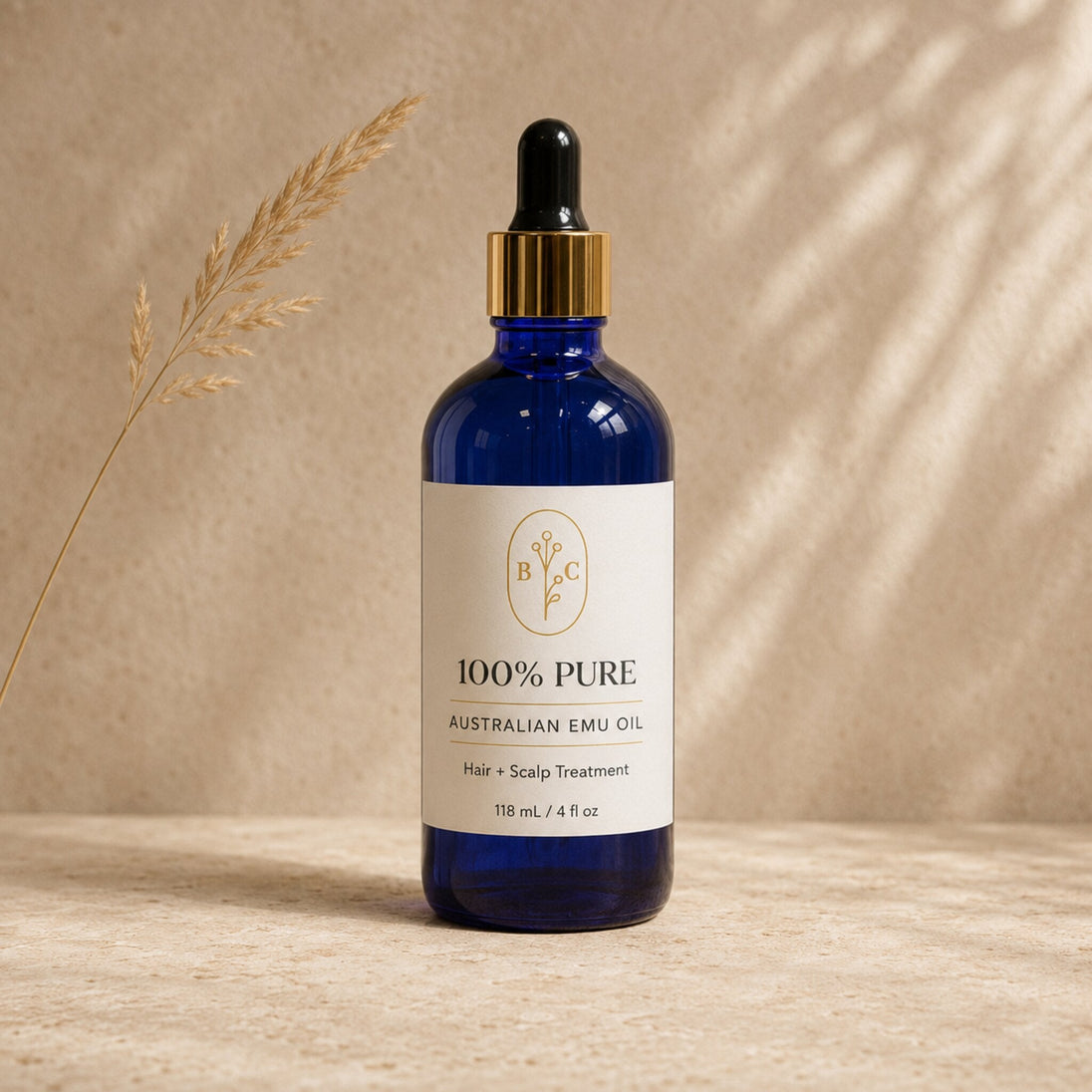 100% Pure Australian Emu Oil Hair and Scalp Treatment 118 mL cobalt bottle hero image