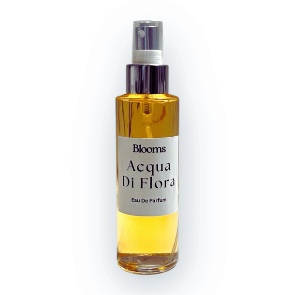 Bottle of Blooms Acqua Di Flora Eau De Parfum on a white background representing fine Australian Perfumes