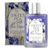 Sweet Pea hair perfume bottle and packaging with blue floral design on a white background representing best Australian luxury haircare