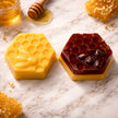 Close up of two natural Brightening Turmeric Kojic Acid Soap Bars with Shea Butter, Honey - Handmade Facial Cleansing Soap for Dark Spots, Acne Marks, Uneven Skin Tone and Glowing Skin Australia