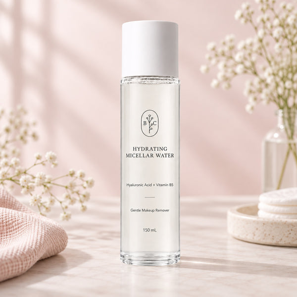 Bubble Clinic Hydrating Micellar Water 150 mL in a soft skincare setting for gentle daily makeup and sunscreen removal