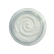 Jar of white keratin and rice water conditioning hair mask with a swirl on a white background
