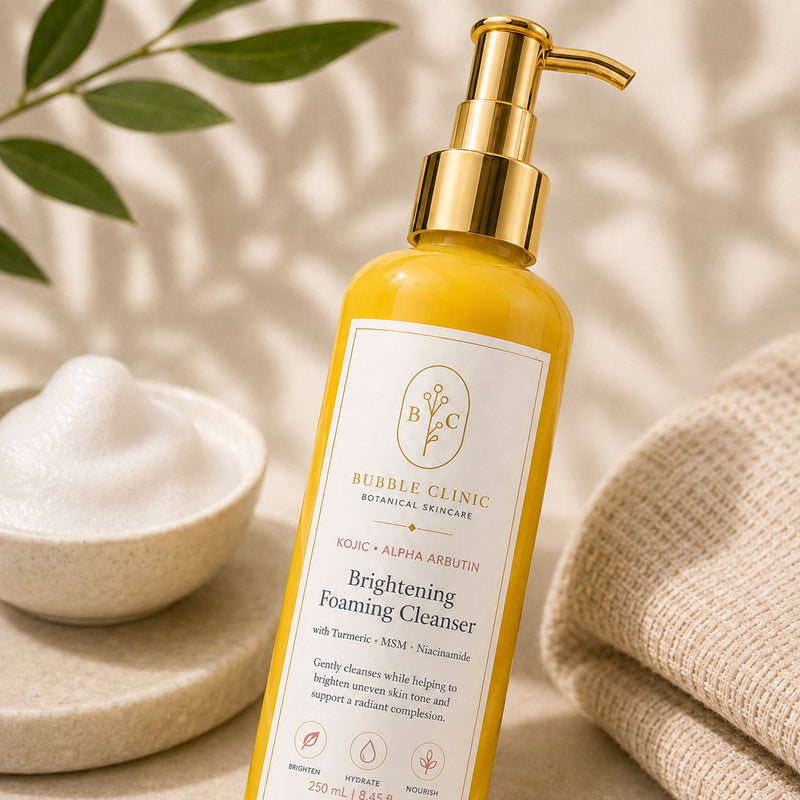 2% kojic acid face wash texture with turmeric and niacinamide brightening cleanser