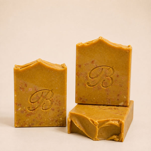 Kojic acid alpha arbutin soap Australia skin brightening soap shown from front side and top views