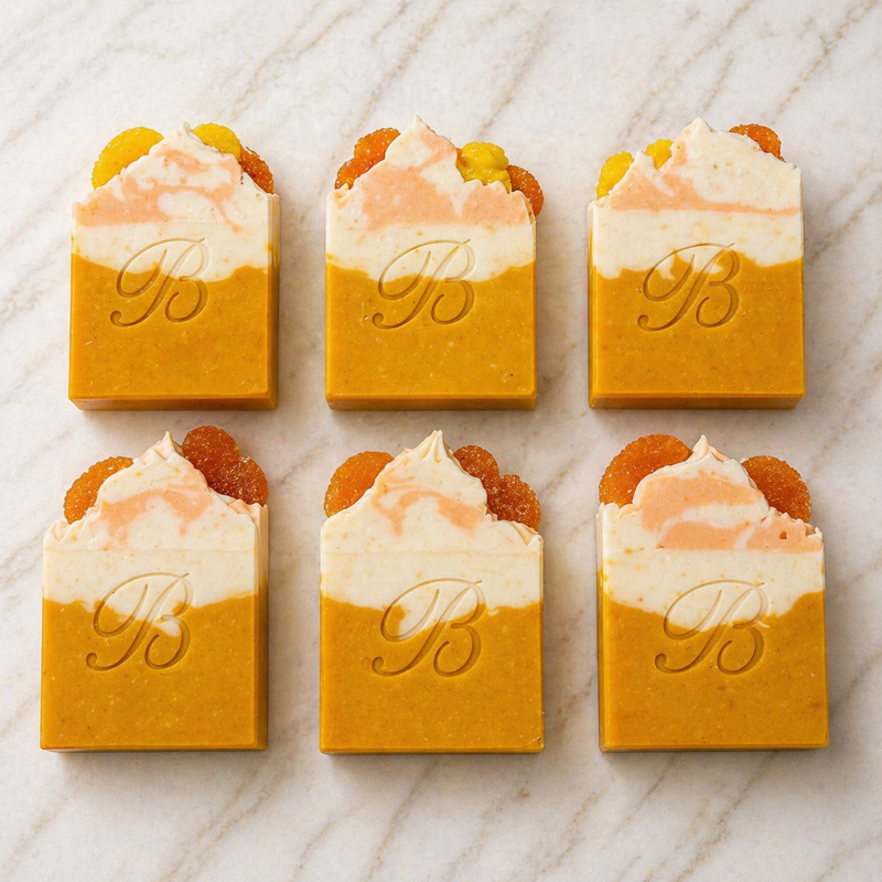 Kojic Acid Niacinamide Turmeric Soap bar laid flat on a clean white surface