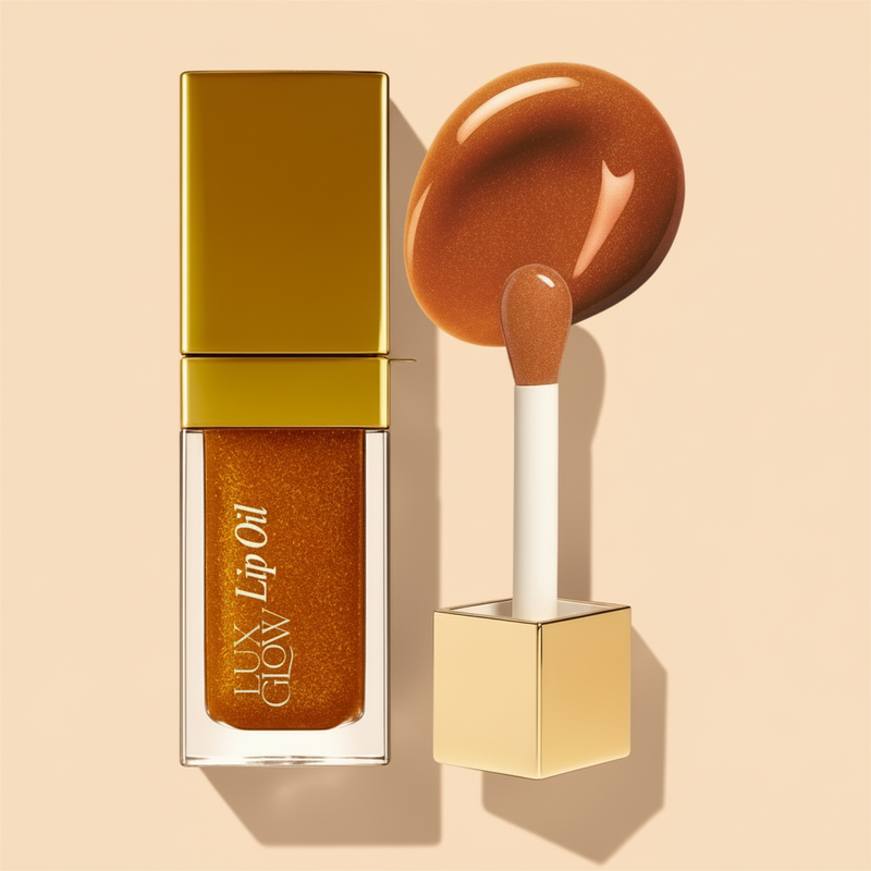 Lux Glow Bronze Shimmer Lip Oil bottle.
