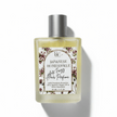 Bottle of 'Japanese Honeysuckle' hair perfume with essential oils, keratin and olive squalane with a white label on a white background