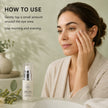 Woman gently tapping Bubble Clinic Multi-Active Smoothing Eye Cream around the eye area in a morning and evening skincare routine