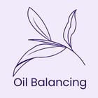 Logo with a stylized leaf and 'Oil Balancing' text on a purple background
