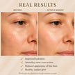 Bubble Clinic Peptides Anti Aging Jelly Mask before and after comparison showing the same customer before use and after consistent use, highlighting a smoother, brighter and more radiant-looking complexion.