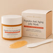 Bubble Clinic Peptides Anti Aging Jelly Mask with premium skincare packaging, hydrating overnight jelly face mask with Matrixyl 3000, Hexapeptide-8, Glutathione, Ferulic Acid and Niacinamide for firmer, smoother, radiant-looking skin.